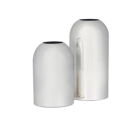 Silver Stainless Steel Vase with a Sleek Mirror Finish Set